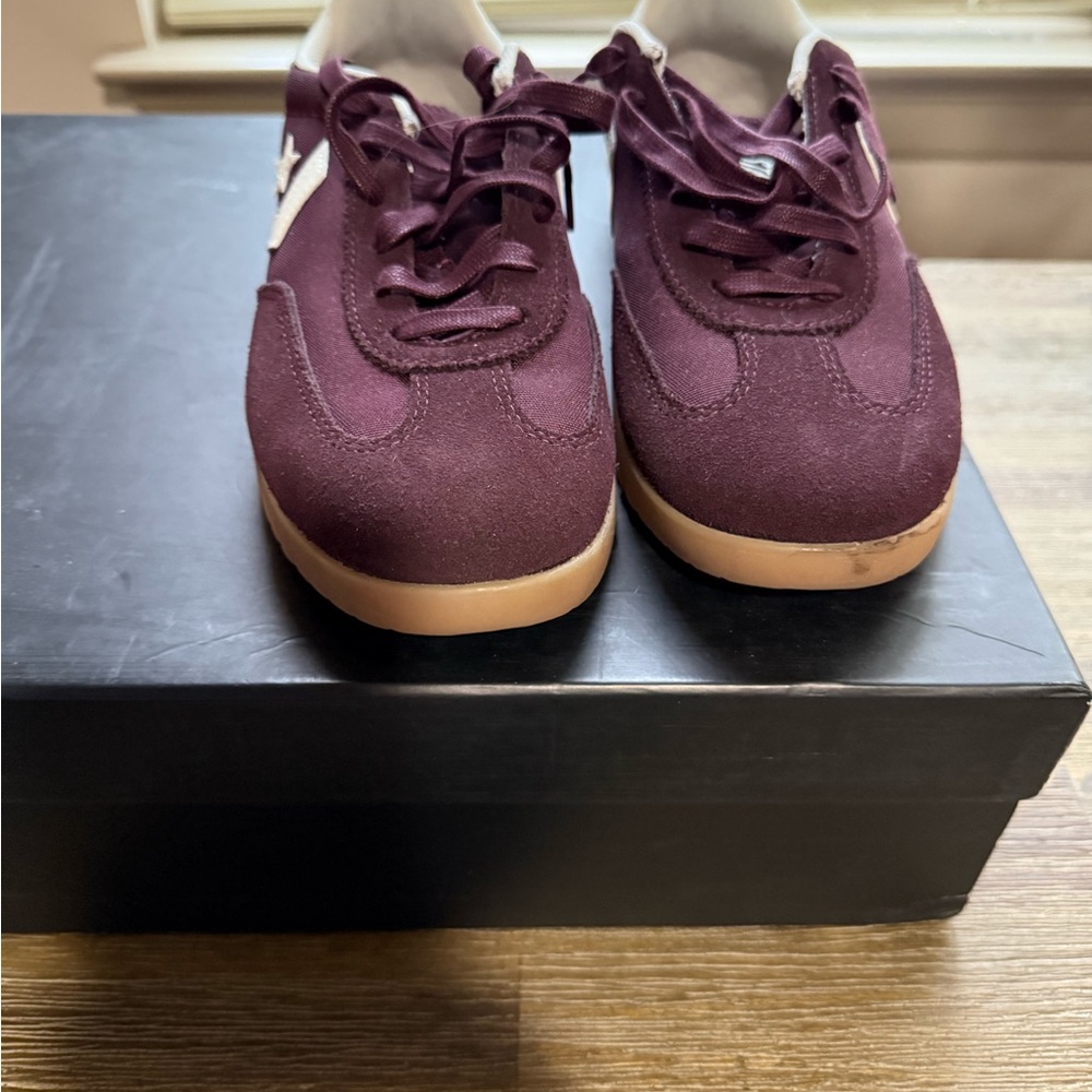 Women's Burgundy Suede Sneakers with Gum Sole